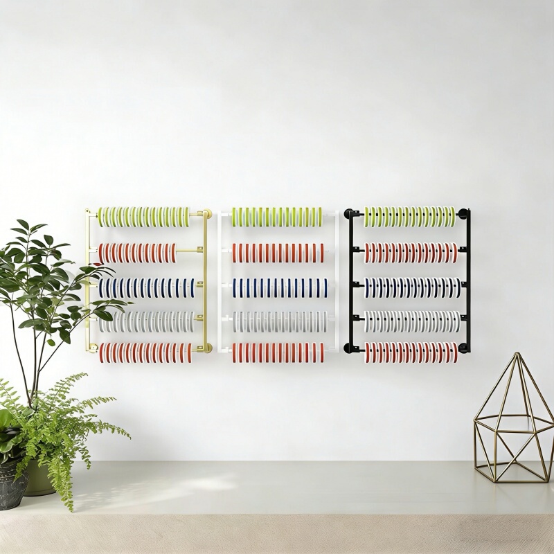 Ribbon Storage Rack, Flower Shop Wrapping Paper, Ribbon Shelf, Wall-Mounted Scarf and Silk Scarf Display, Fabric Sample Wall Hanging Rack