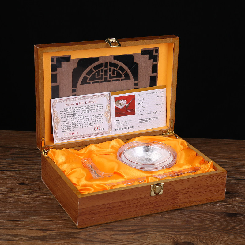 Five Fu Parting Doors Silver Plated Bowl Spoon Chopstick Three Sets Metal Craft Gifts Swing Accessories Insurance Bank Will Sell Gifts