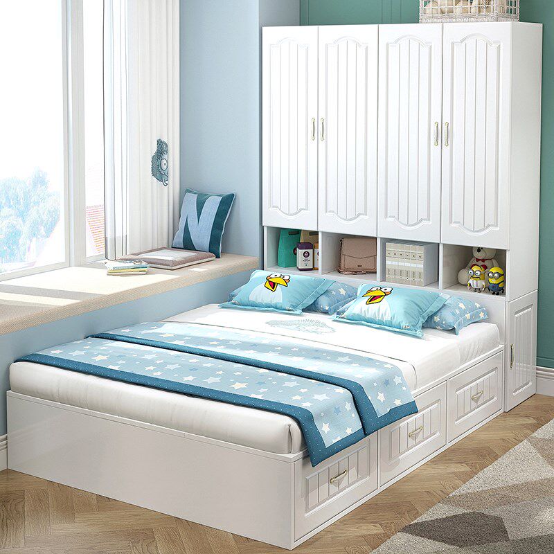 Tatami Bed Clothing Bedroom Cabinet Combined Provincial Small Household Modern Bedroom Children with Clothing Bedroom