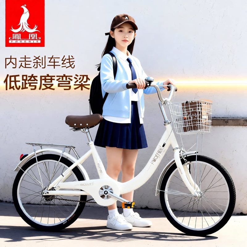Shanghai Phoenix Brand Bicycle for Adults, Ladies, Teenagers, Junior High School Students, Lightweight Urban Commuting Bicycle for Work and Transportation