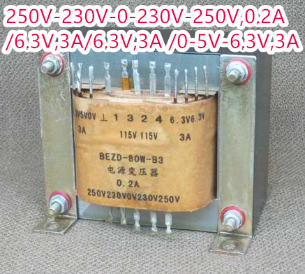 Power cattle 80WB3 250V-230V-0-230V-250V 6 3V 6 3V 5V