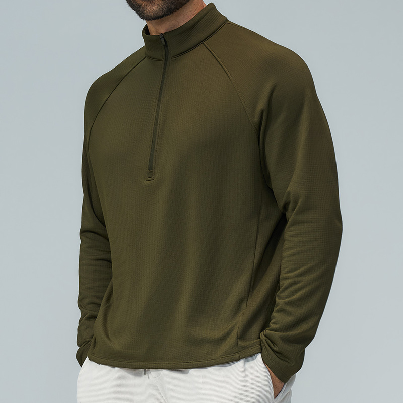 Lulu Zasuy Men's Skin-Friendly Fleece Half-Zip Stand-Up Collar Long-Sleeved Sports Hiking and Mountaineering Mid-Layer Jacket Lulu Zasuy Men's Skin-Friendly Fleece Half-Zip Stand-Up Collar Long-Sleeved Sports Hiking and Mountaineering Mid-Layer Jacket