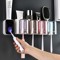 Toothbrushing cup wall-hanging family combination toothbrush shelve free-punch wall-mounted toothbrushing cup wall-mounted suit