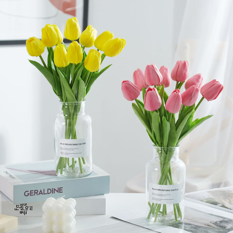 Tulip Emulation Flower Bouquet Photo Props Dry Flower Tulip Fake Flowers High-end Bedroom Decoration Living Room Swing Piece