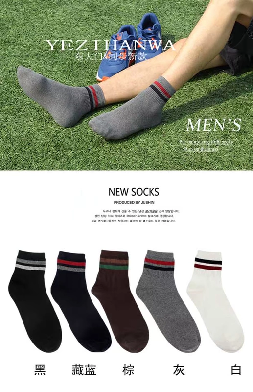 Vớ nam ống thể thao vớ cotton vớ khử mùi thấm mồ hôi bốn mùa vớ cotton phong cách Harajuku hai thanh vớ nam