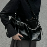 Черная вместительная и большая сумка подмышку для матери и ребенка, ретро универсальная цепь