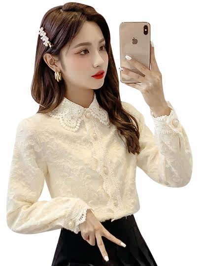 Vorfrühling Chiffon-Hemdoberteile Damen Frühling und Herbst 2025 neuer Frühlings-Innenstil Spitzen-Bottom-Shirt-Sommer