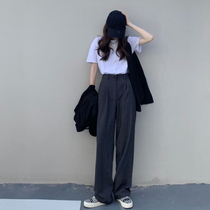 Fat sister mm autumn dress large size womens 2021 New loose straight tube SAG womens pants high waist wide leg pants thin