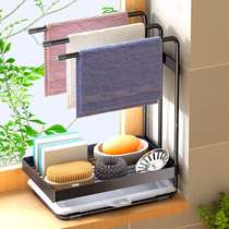 Kitchen stainless steel sink storage strap towel scaffolding artifact patch wash dishes and rag multifunctional asphalt basket