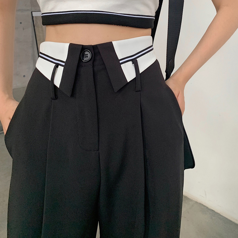 Large size women's 2021 new fat sister mm summer loose straight hanging women's pants high waist wide pants slim