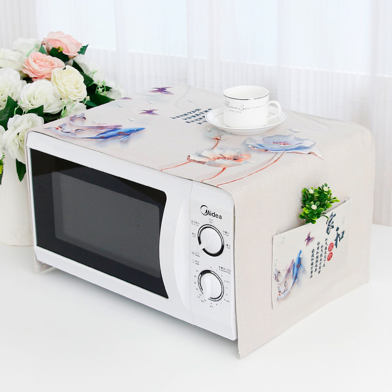 Cartoon cover cloth Cotton linen cover towel Granshi beauty microwave oven cover cloth dust cover oven waterproof and oil proof cover
