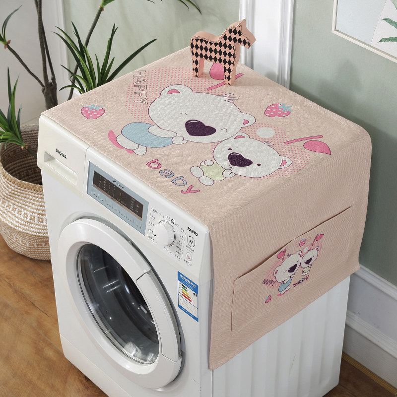 Cotton and linen drum washing machine cover cloth bedside table cover towel single door refrigerator cover to double door microwave oven dust cover