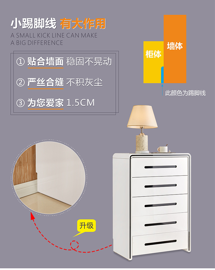 Tủ ngăn kéo màu trắng gỗ rắn rút tủ lưu trữ phòng ngủ tủ đơn giản hiện đại tủ khóa phòng khách kinh tế tủ ngăn kéo - Buồng tủ âm tường phòng ngủ