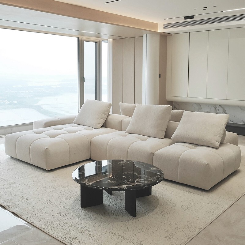 Italian Normcore Saba Pixel Sofa Living Room Chenille Double-Sided Tofu Block Cream Style Island Fabric Sofa