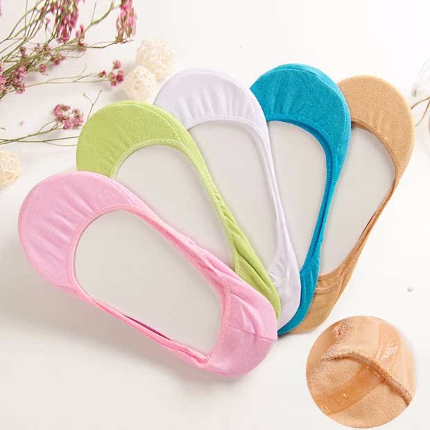 5 đôi tất sợi tre đậu Hà Lan vớ nữ nông miệng vớ nữ vớ nữ silicone chống trượt vớ vô hình cotton mỏng mùa hè tất nam cao cổ