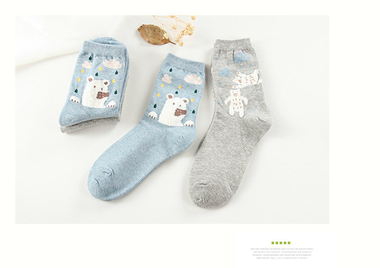2 đôi tất 9,9 cotton Nhật Bản vớ nữ vớ nữ ống vớ lông dễ thương sợi cotton tất cổ cao hàn quốc