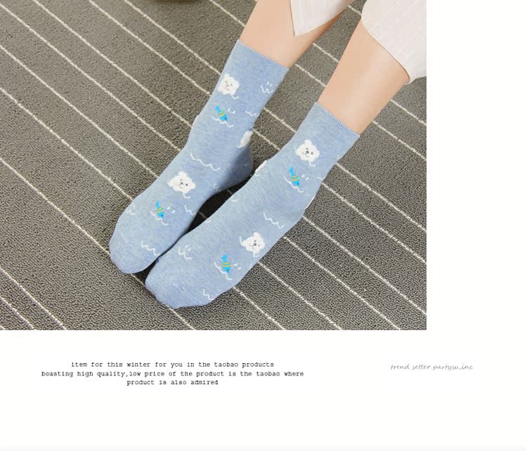 2 đôi tất 9,9 cotton Nhật Bản vớ nữ vớ nữ ống vớ lông dễ thương sợi cotton tất cổ cao hàn quốc