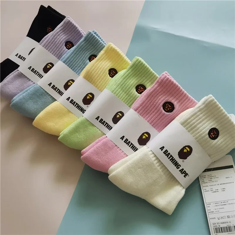 [Официальный BAPE обезьянка мужская/женская хлопковая носовая ткань низкая-верхняя спортивная носка]