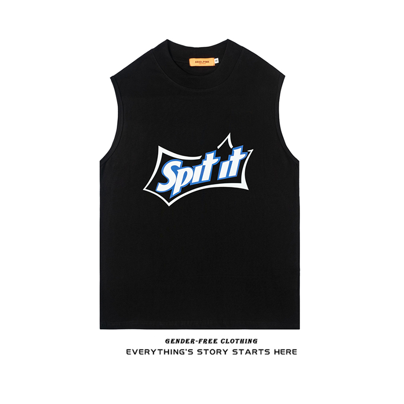 ZOROHOM Tide Card Letters Printed Flat Shoulder Vest Sleeveless T-shirt Male and female loose High-texture Sport waistcoat