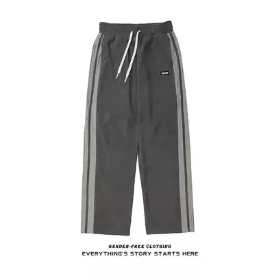 ZOROHOM Tide brand simple stitching casual trousers men loose casual casual trend straight pants can be worn in four seasons