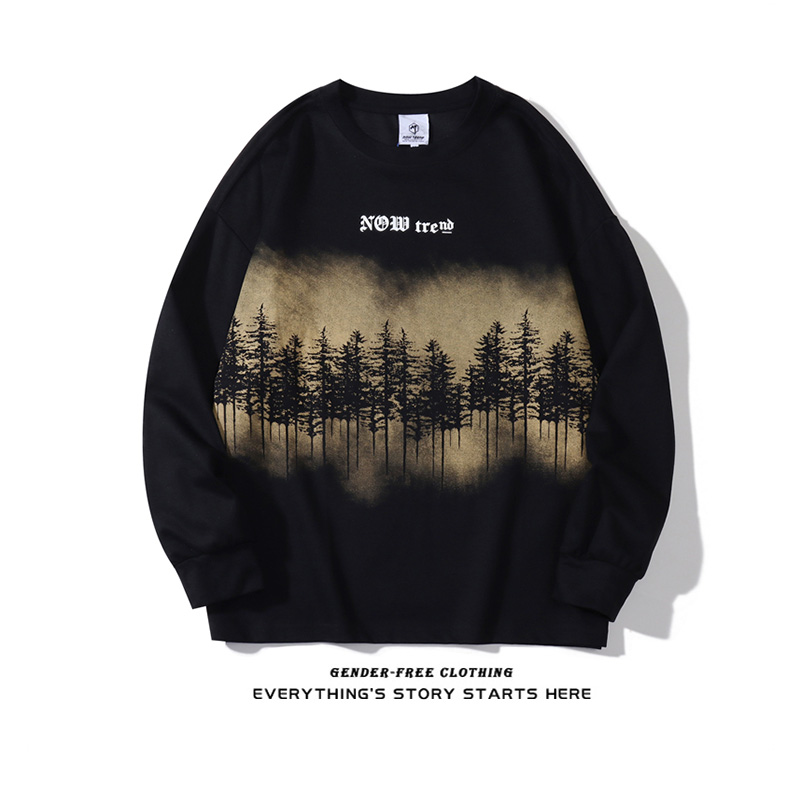 ZOROHOM artistic sense spray painting forest print crewneck sweatshirt for men and women loose fashion fall 2022 new style