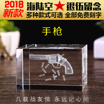 Veterans veteran souvenirs sea land and air 3D carved crystal ornaments model military birthday gifts can be customized