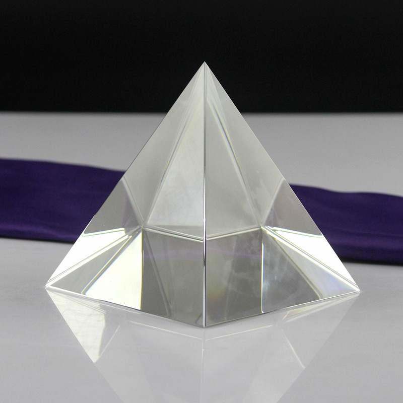 Transparent Crystal Pyramid Town House Evil Glass Pyramid Crystal Handicraft Swing Accessories Business Gift Triangle Taper
