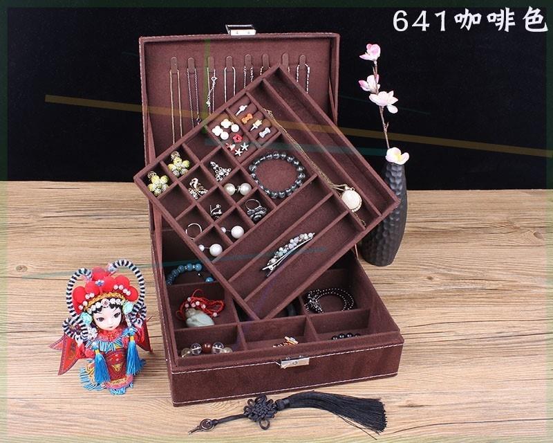 Jewelry box Hairy collection box with large capacity and earring of Han edition of ancient air jewelry collection box large capacity