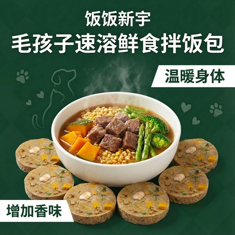 Pet Instant Fresh Food Pack, Dry Food Companion, Soak in Warm Water to Restore the Freshness of the Food, Perfect for Senior Dogs