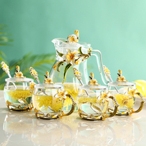 European enamel water cup kettle set household heat-resistant crystal glass coffee cup milk cup juice cup