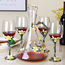 Creative enamel red wine wine decanter set European lead-free crystal goblet goblet lettering custom gift