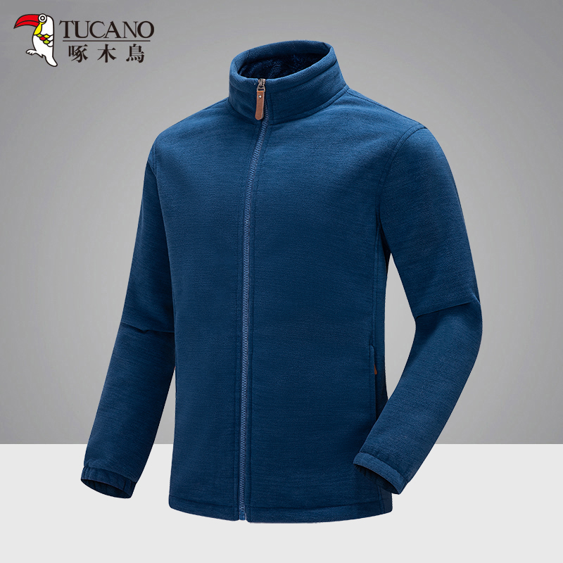 Woodpecker Garsuede thickened Grip Suede Jacket Male Coral Rocking Grain Suede Warm Coat Woman Autumn Winter Outdoor Assault Clothing Liner