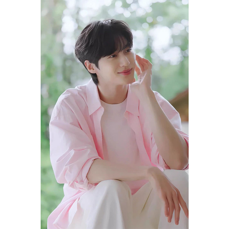 Light Pink Long-Sleeved Shirt for Men, Summer Thin Style, Gentle Korean Style, Loose Top, Casual Sun Protection Shirt Jacket