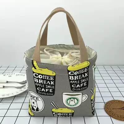 New Japanese drawstring canvas Bento bag insulated bag lunch bag Bag tote bag thick aluminum foil lunch bag