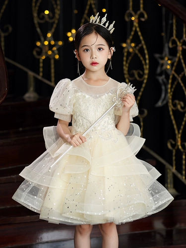 Детский наряд маленькой принцессы, белое платье девочки цветочницы, свадебное платье, пианино, костюм