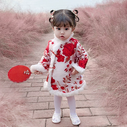 Детское ципао, платье для девочек, китайский стиль, детская одежда
