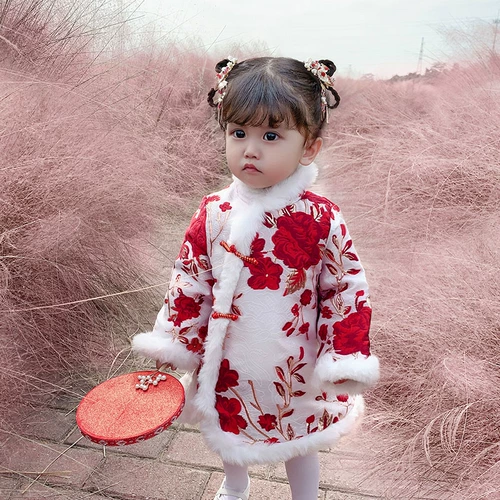 Детское ципао, платье для девочек, китайский стиль, детская одежда