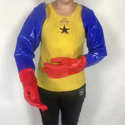 Thickened wear-resistant aquatic work long sleeve gloves rubber catch gloves waterproof extension non-slip lotus root gloves