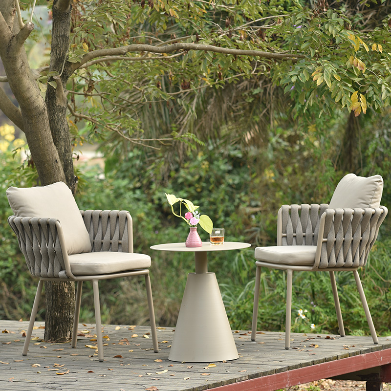 Balcony tables and chairs small coffee table yard leisure tables and chairs three-piece hotel villa open-air outdoor braided rope table and chair combination