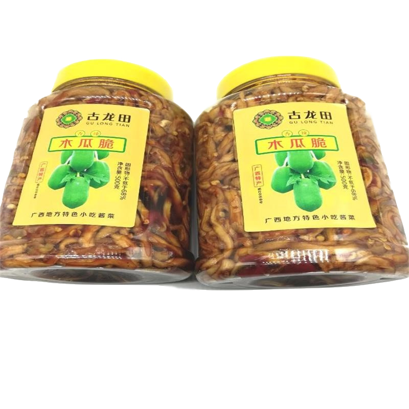 Guangxi specialty crispy Gulongtian 500g spicy papaya shredded pickles spicy Hunan taste open taste meal