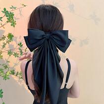 Satin streamer big bow headdress female super fairy temperament hairpin on the back of the head internet celebrity same style spring hairpin clip
