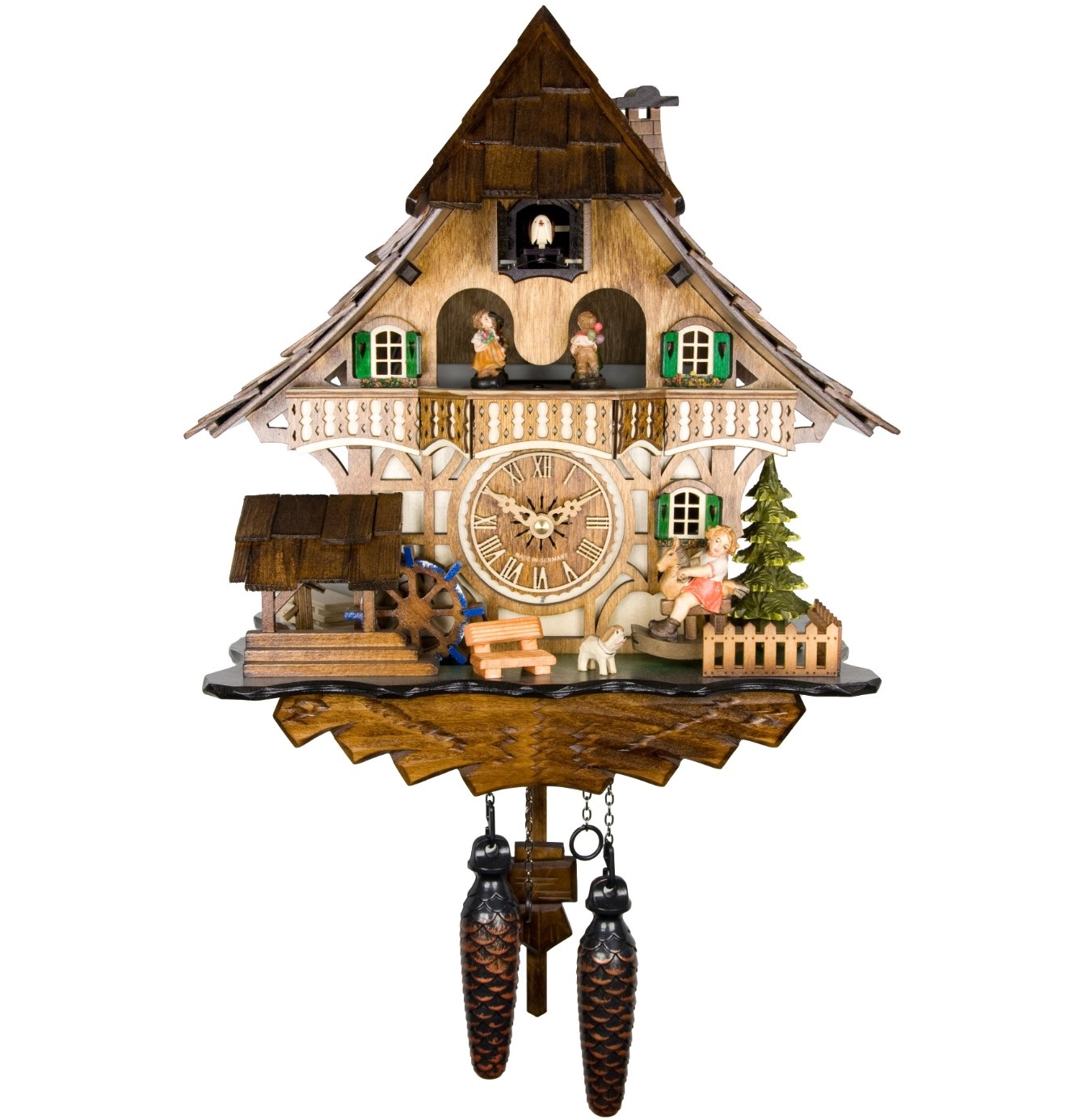 German Engstler AH 4965 QMT Ingler Black Forest Houses artisanal engraving clock hanging clocks-Taobao