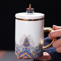 Chinese style creative ceramic cup national tide office water cup with lid filter Cup Cup Gift mug