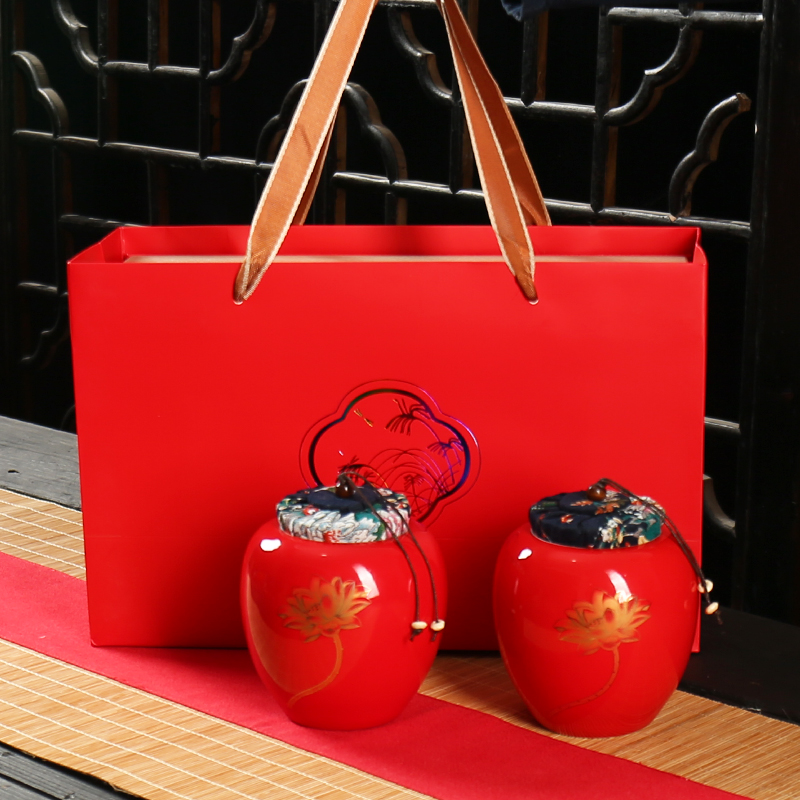 The new general high - grade tea box empty box small caddy fixings ceramic storage sealed as cans gifts custom