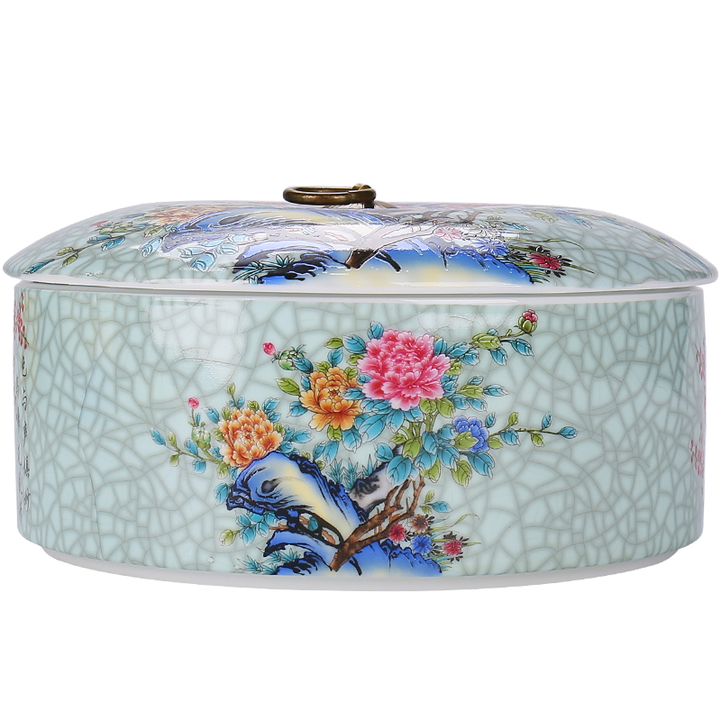 Colored enamel caddy fixings ceramic seal pot puer tea tea cake box household storage POTS and POTS of tea packaging