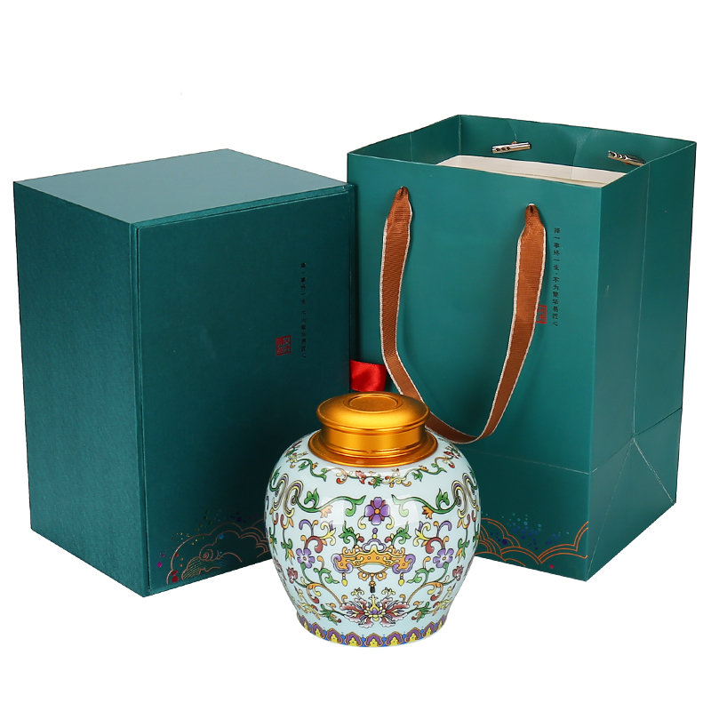 Colored enamel tea caddy fixings ceramic restoring ancient ways is large box seal pot half jins to general customize gift boxes