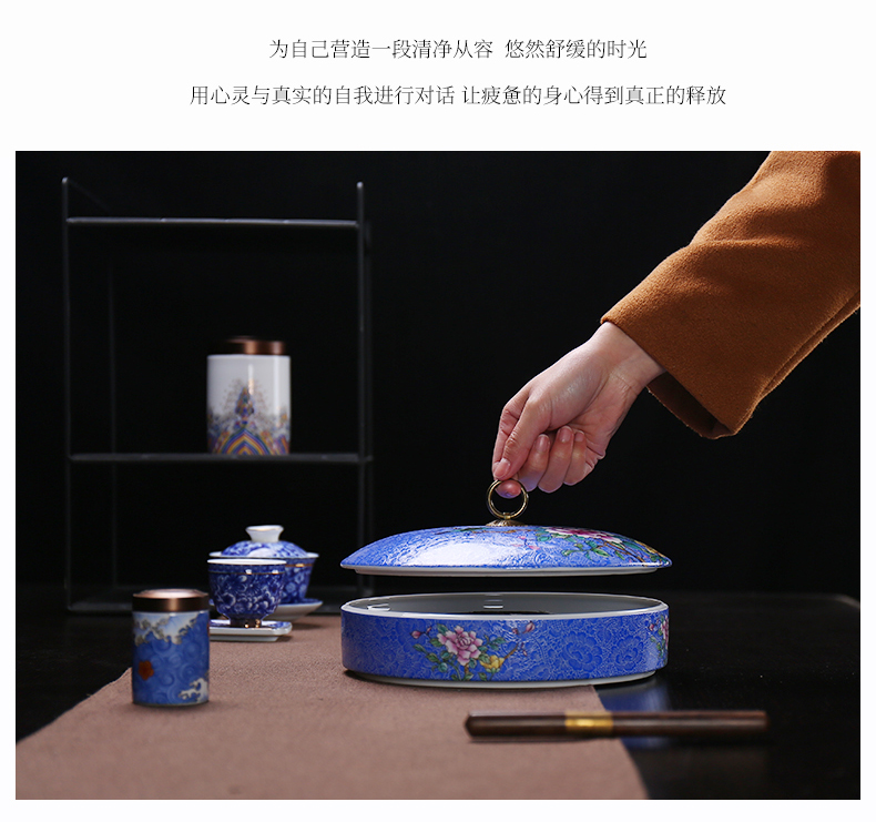 Ceramic tea general colored enamel caddy fixings large puer tea cake box sealed as cans aneroid custom gift box