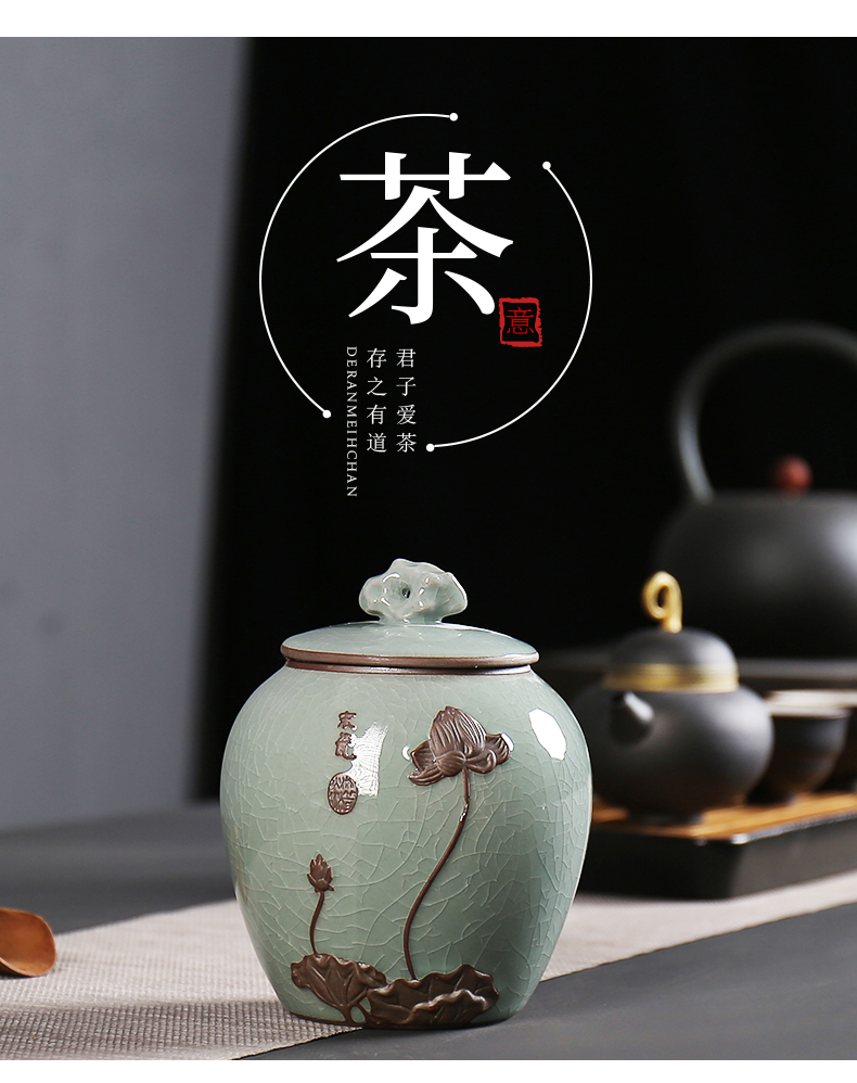 Elder brother up with ceramic large half jins to seal pot of tea caddy fixings box storage tank number/pu 'er tea POTS