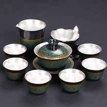 New gilt enamel tea set set home Jingdezhen ceramic kung fu tea tea set Tea Cup Cup Cup Cup Tea Tea Cup