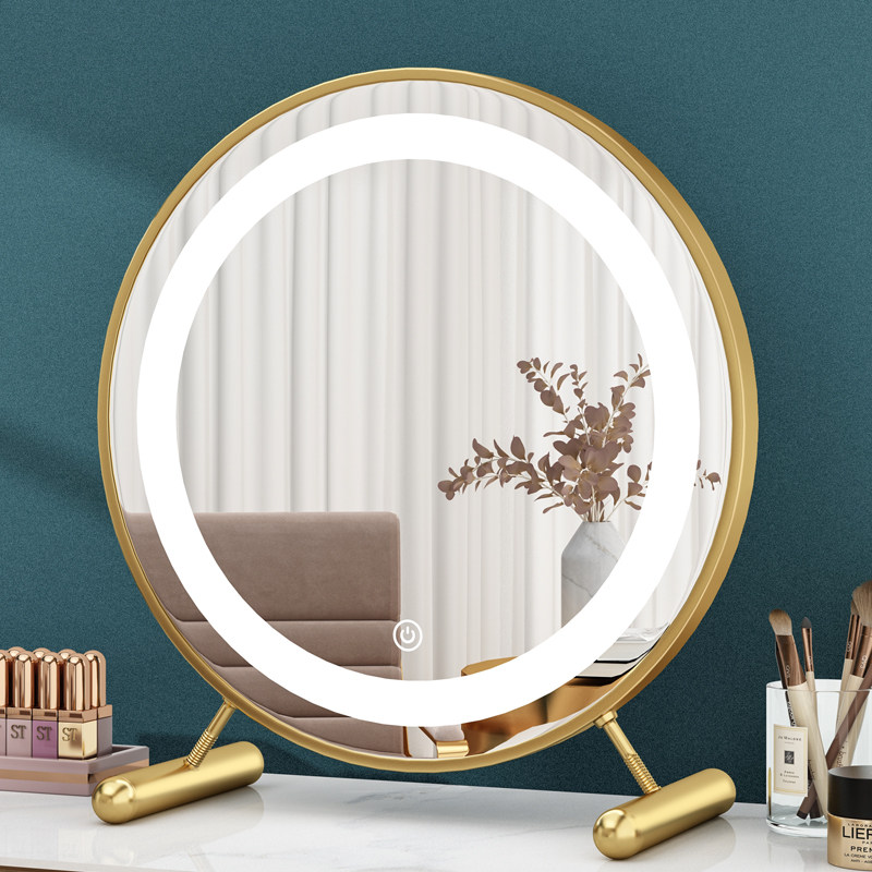 Led lamp cosmetic desktop student large dresser mirror in dormitory net red filling in cosmetic round mirror